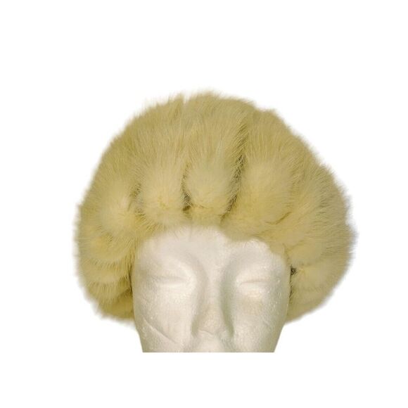 Vintage 50s Deborah Exclusive Beige Genuine Mink Fur Hat Fuzzy Winter Cap - Picture 7 of 11
